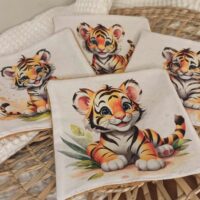 Lingettes lavables tigres