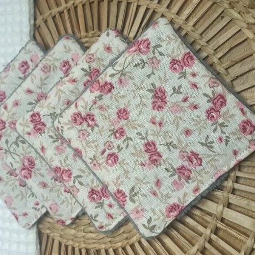 Lot de 4 Lingettes Lavables Démaquillantes "Douceur Florale"